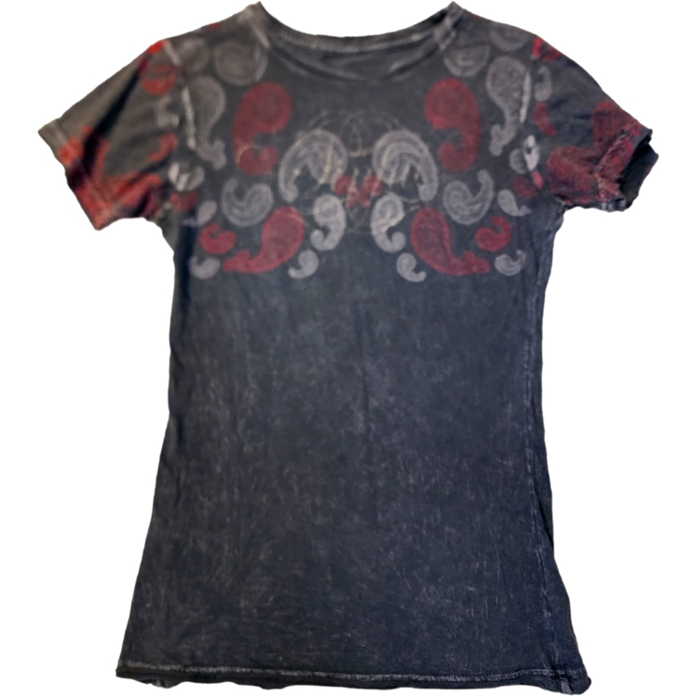 Sinful Med gray red short sleeve T shirt